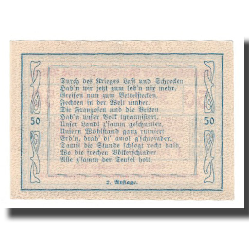 Billet, Autriche, Vitis N.Ö. Marktgemeinde, 50 Heller, Texte, 1920, 1920-12-31