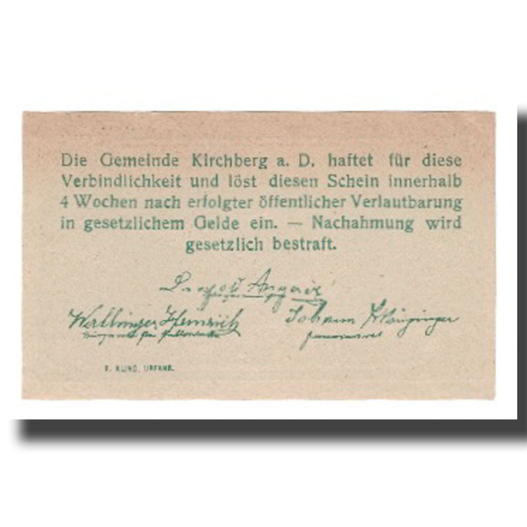 Banknote, Austria, Kirchberg an der Donau O.Ö. Gemeinde, 10 Heller, Texte