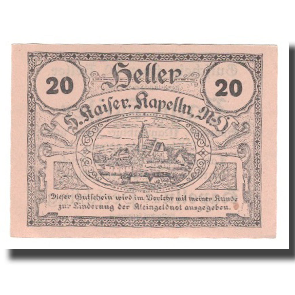 Banknot, Austria, Kapelln N.Ö. Prv. Hans Kaiser Spezerei Manufaktur Kurz-und