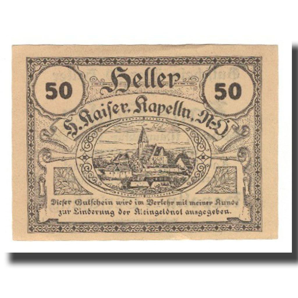 Banknote, Austria, Kapelln N.Ö. Prv. Hans Kaiser Spezerei Manufaktur Kurz-und