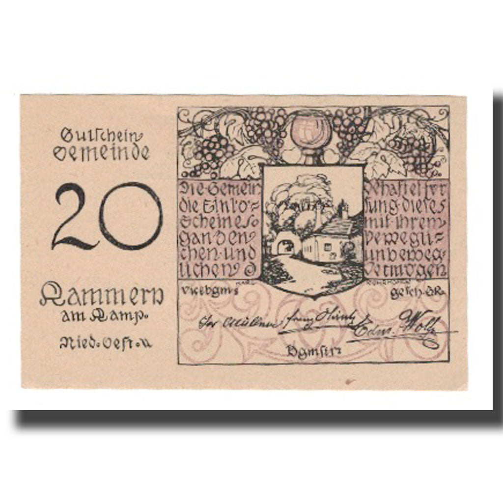 Banknote, Austria, Kammern am Kamp N.Ö. Gemeinde, 20 Heller, texte 1, 1920