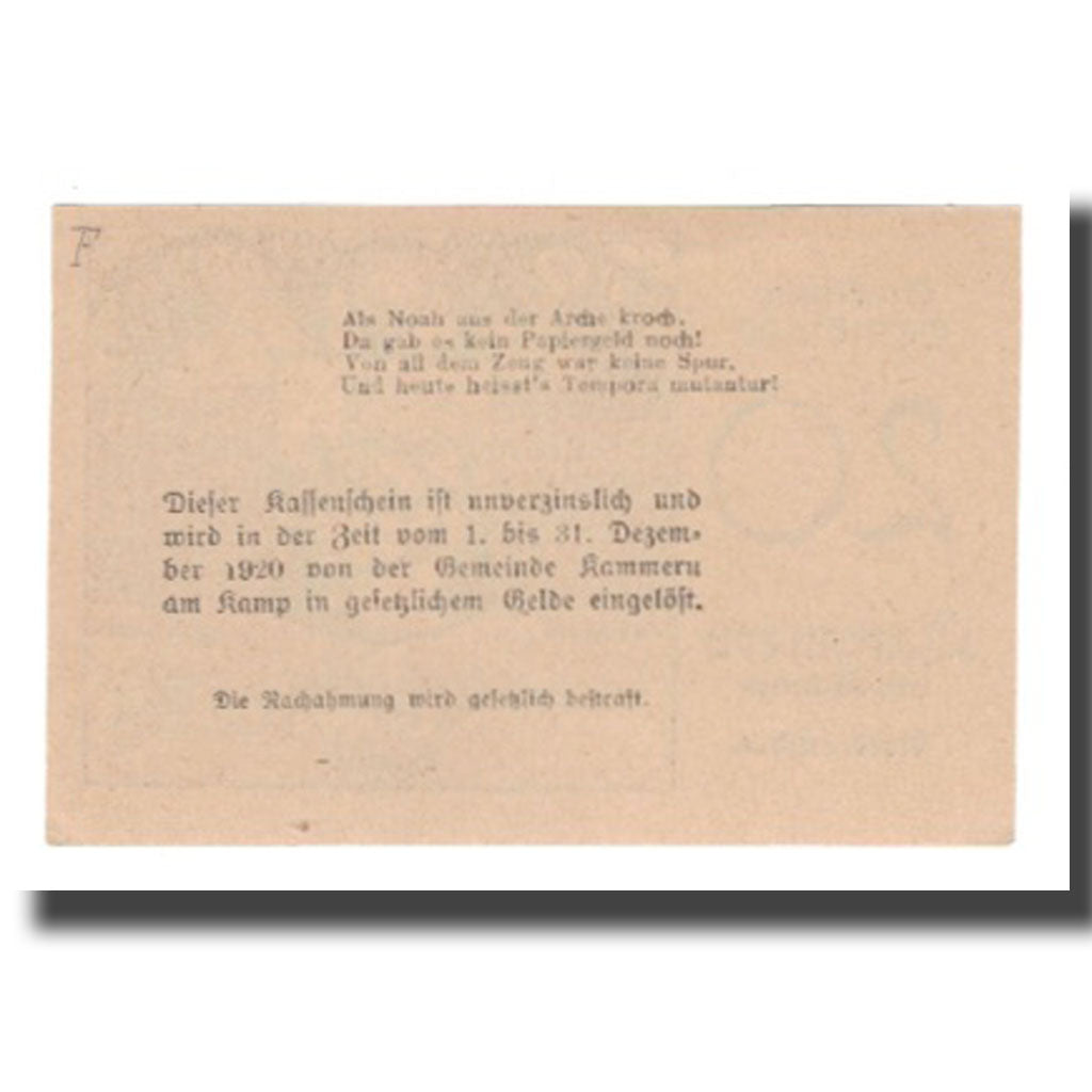Banknote, Austria, Kammern am Kamp N.Ö. Gemeinde, 20 Heller, texte 1, 1920