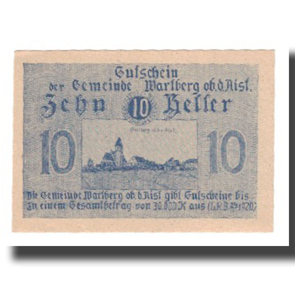 Banknote, Austria, Wartberg ob der Aist O.Ö. Gemeinde, 10 Heller, valeur