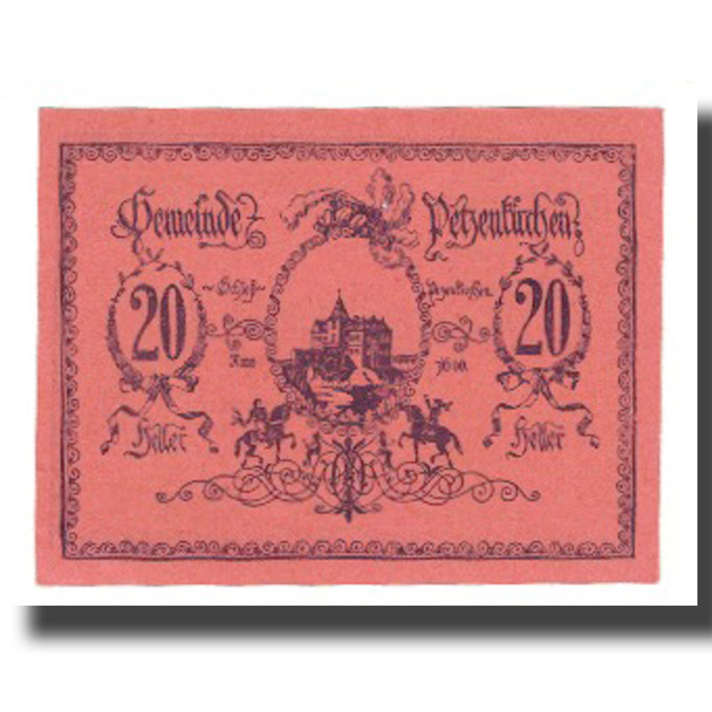 Geldschein, Österreich, Petzenkirchen N.Ö. Gemeinde, 20 Heller, Batiment