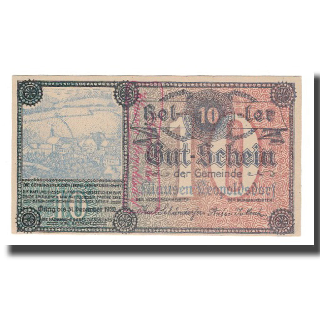 Banknot, Austria, Klausen Leopoldsdorf N.Ö. Gemeinde, 10 Heller, N.D, 1920