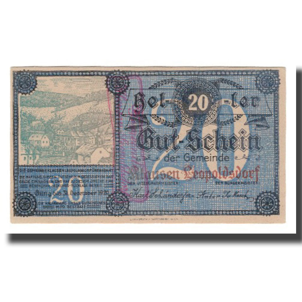 Banknote, Austria, Klausen Leopoldsdorf N.Ö. Gemeinde, 20 Heller, N.D, 1920