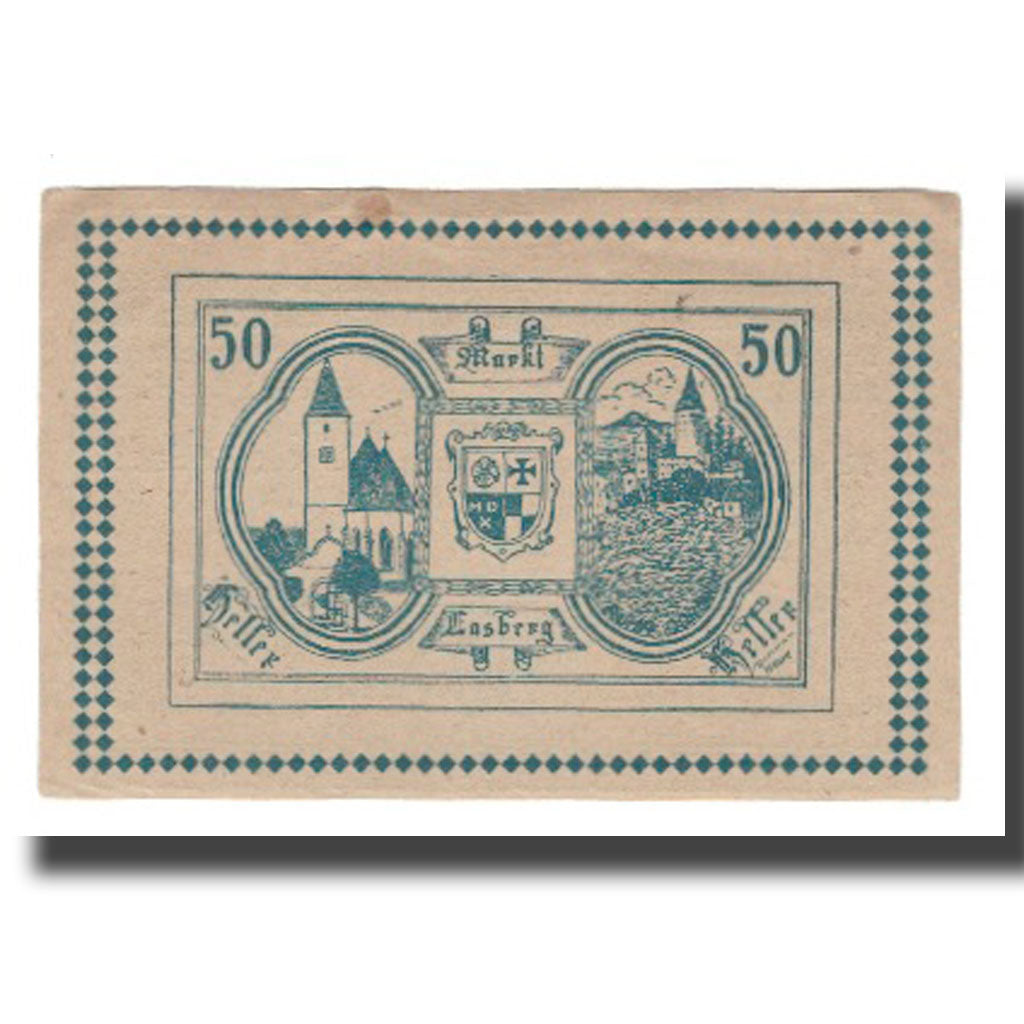 Banconote, Austria, Lasberg O.Ö. Marktgemeinde, 50 Heller, Texte, 1921