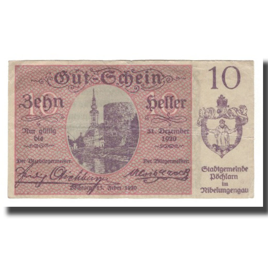 Banknot, Austria, Pöchlarn N.Ö. Stadtgemeinde, 10 Heller, N.D, 1920