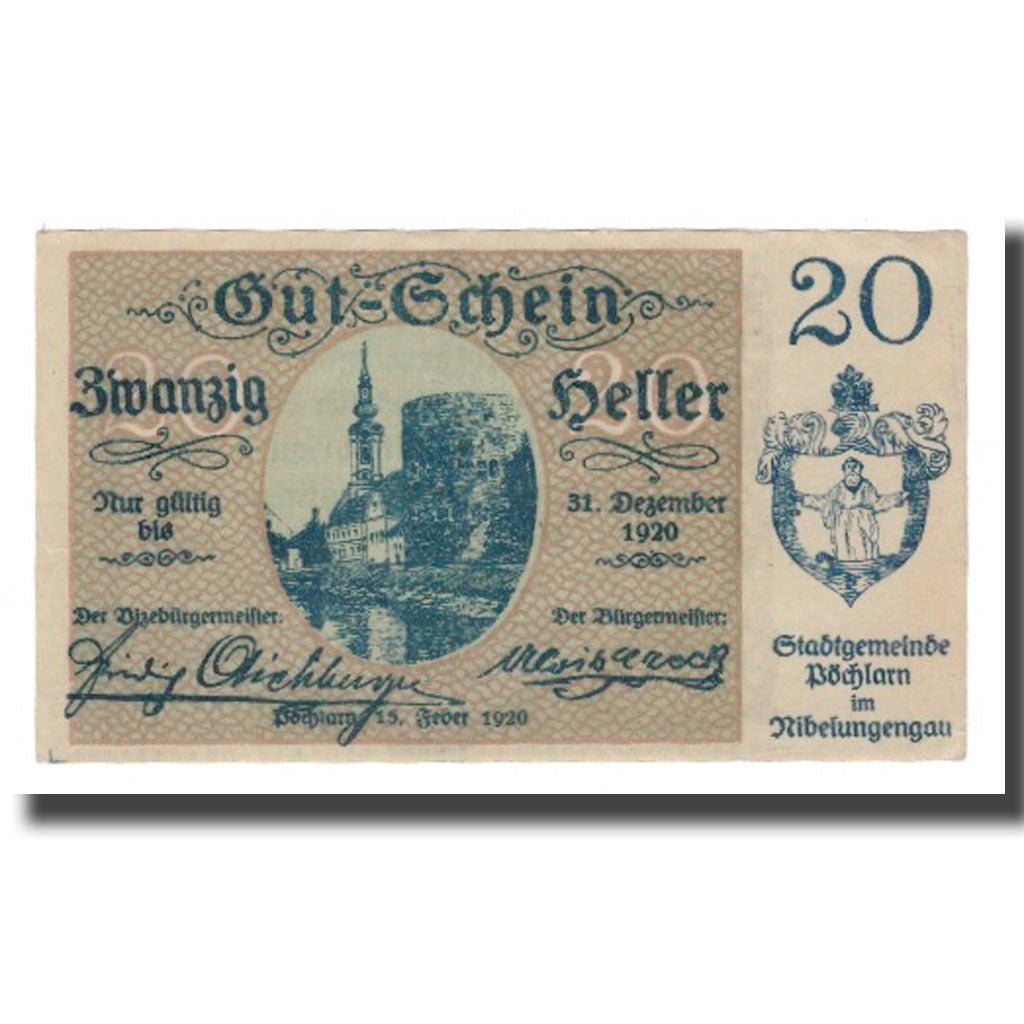 Banknote, Austria, Pöchlarn N.Ö. Stadtgemeinde, 20 Heller, N.D, 1920
