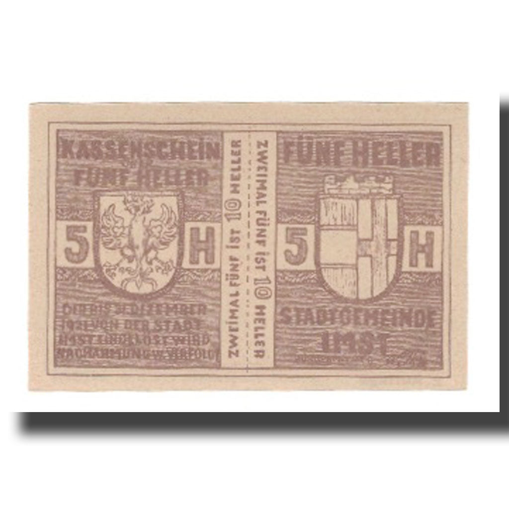 Moneta, Austria, Imst Tirol Stadtgemeinde, 10 Heller, Blason 3, 1920
