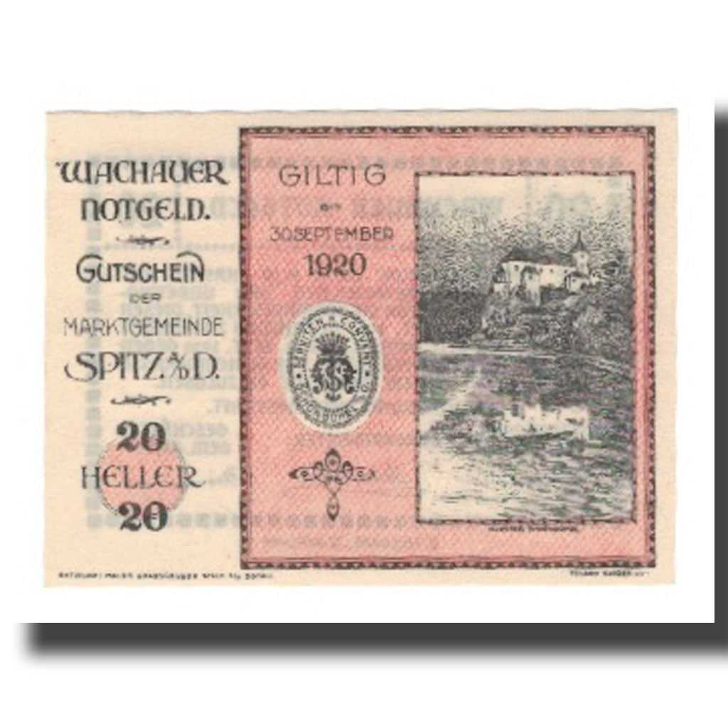 Banknot, Austria, Wachauer Notgeld Schönbühel N.Ö. Gemeinde, 20 Heller, texte