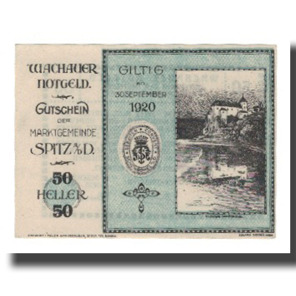 Banknot, Austria, Wachauer Notgeld Schönbühel N.Ö. Gemeinde, 50 Heller, Texte