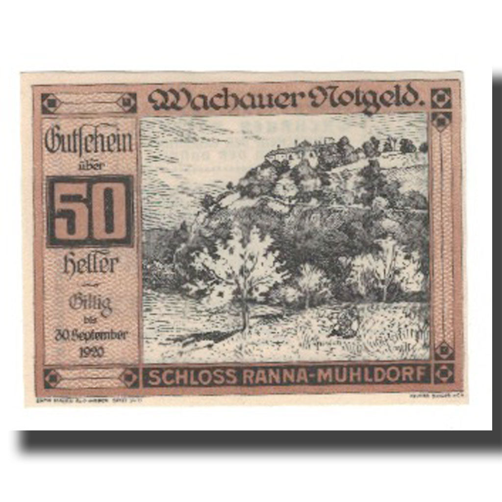 Banknote, Austria, Wachauer Notgeld Schloß Ranna-Mühldorf Gemeinde, 50 Heller