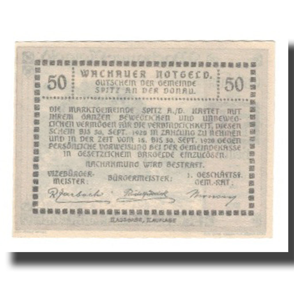Banknote, Austria, Wachauer Notgeld Schloß Ranna-Mühldorf Gemeinde, 50 Heller