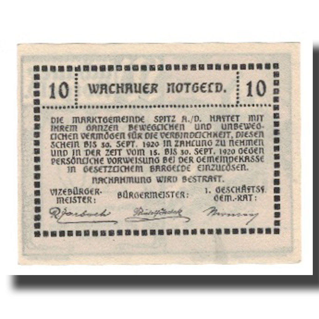 Banknot, Austria, Wachauer Notgeld-Aggstein N.Ö. Gemeinde, 10 Heller, Texte