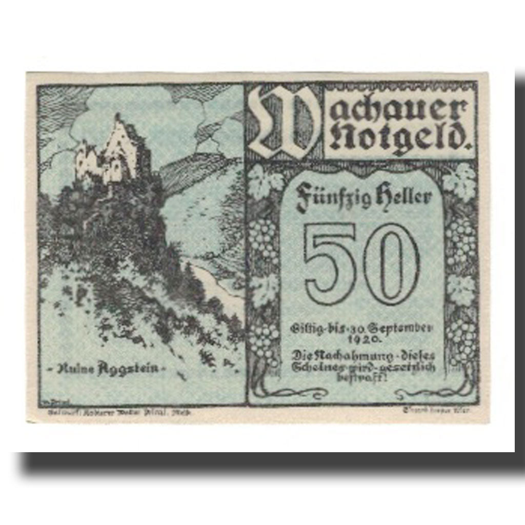 Banknote, Austria, Wachauer Notgeld-Aggstein N.Ö. Gemeinde, 50 Heller, Texte 2