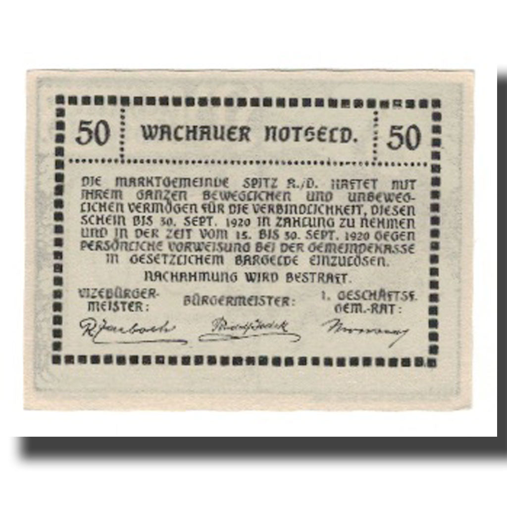 Banknote, Austria, Wachauer Notgeld-Aggstein N.Ö. Gemeinde, 50 Heller, Texte 2