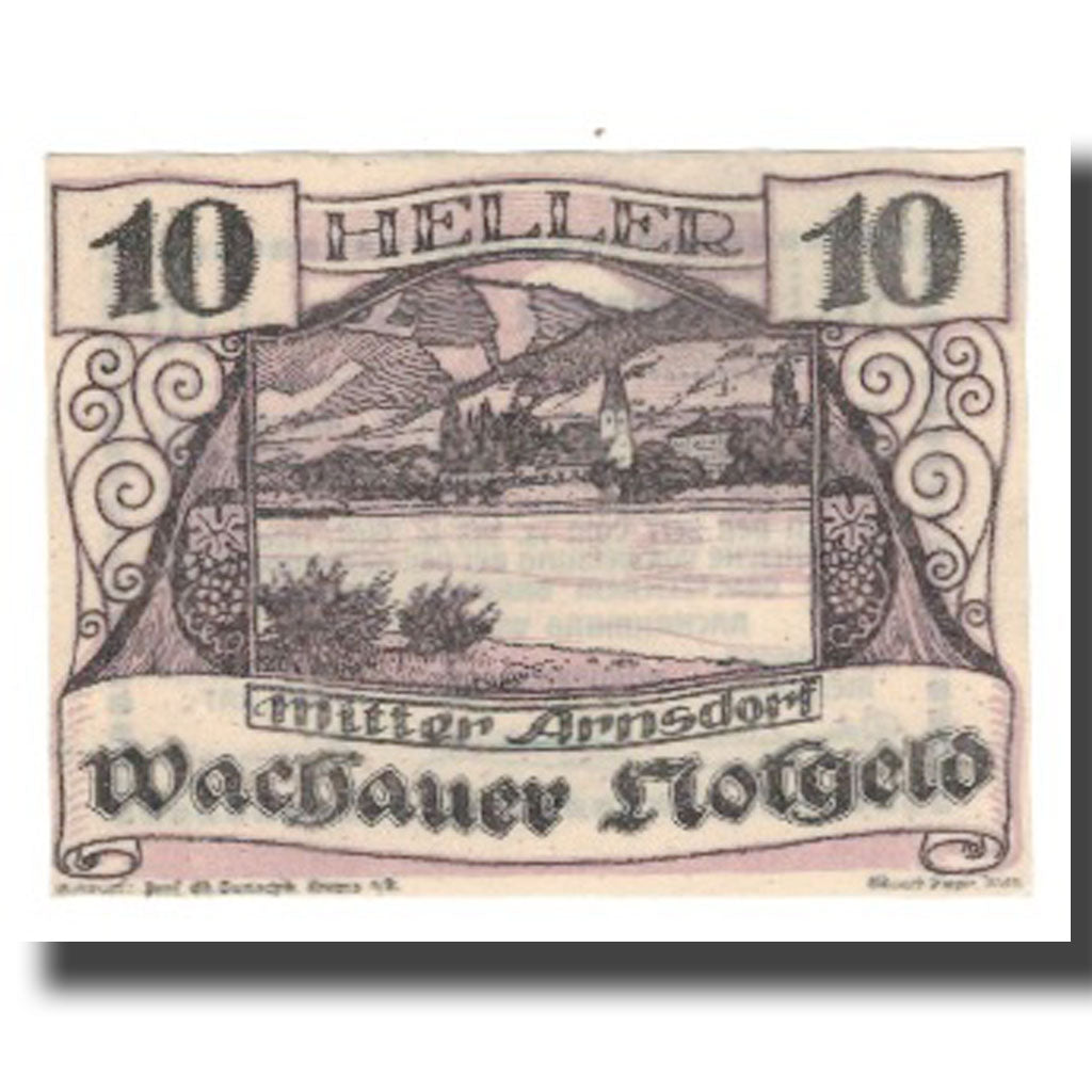 Banknot, Austria, Wachauer Notgeld Mitter-Arnsdorf Gemeinde, 10 Heller, Texte
