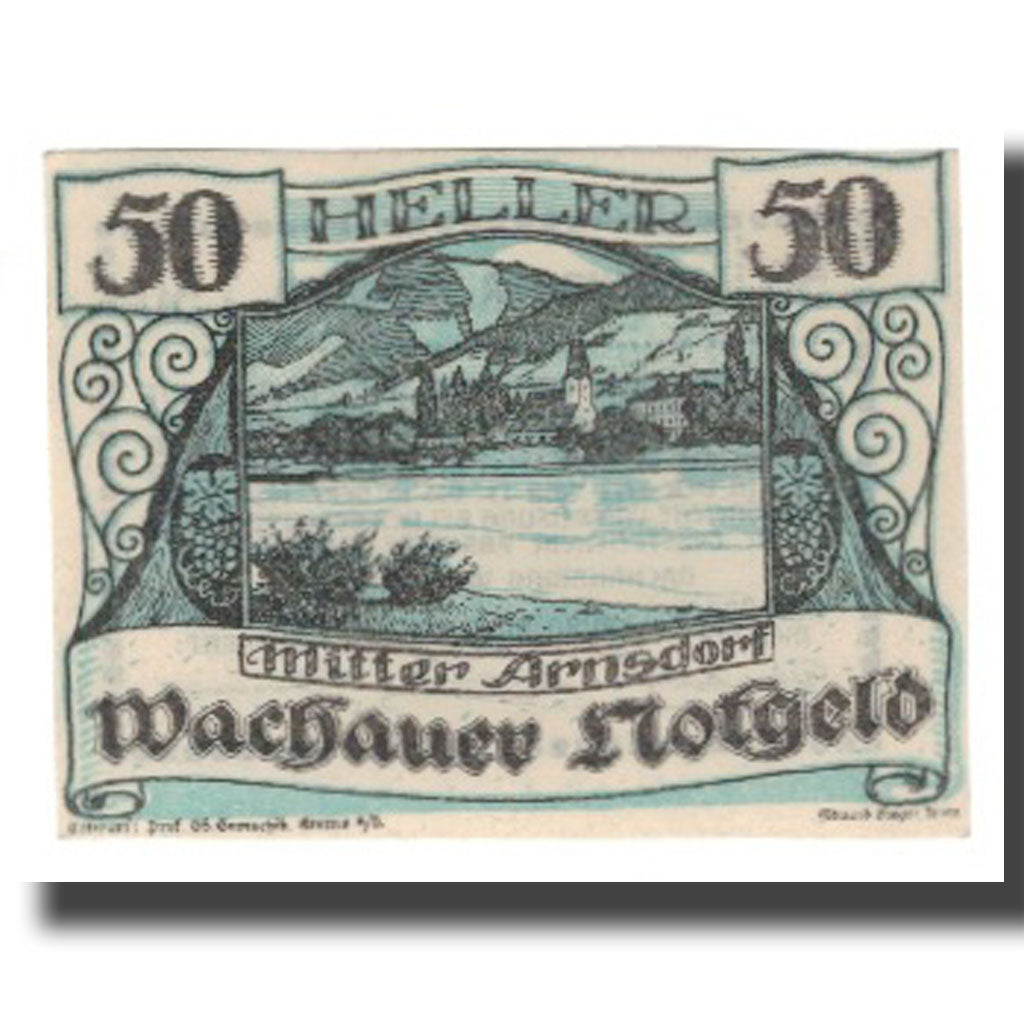 Banknot, Austria, Wachauer Notgeld Mitter-Arnsdorf Gemeinde, 50 Heller, Texte 2