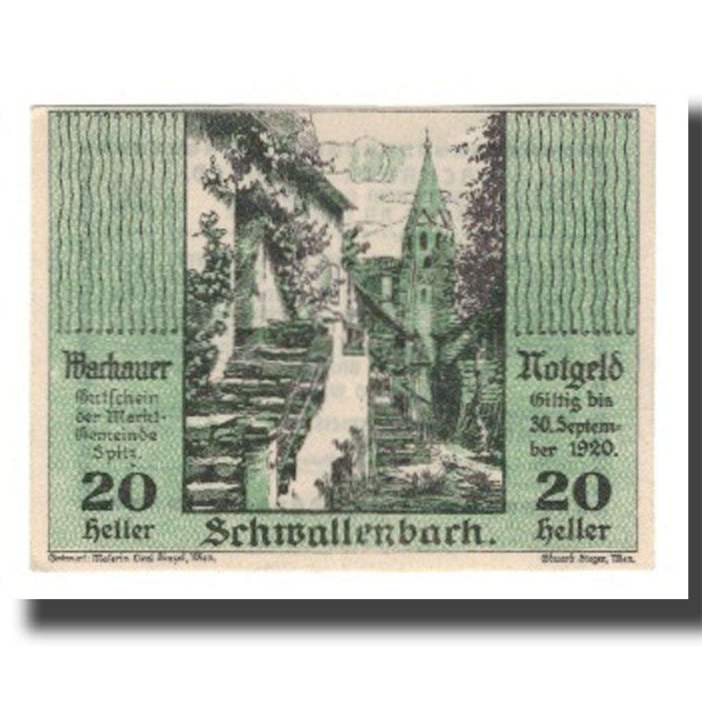 Banknote, Austria, Wachauer Notgeld Schwallenbach N.Ö. Gemeinde, 20 Heller