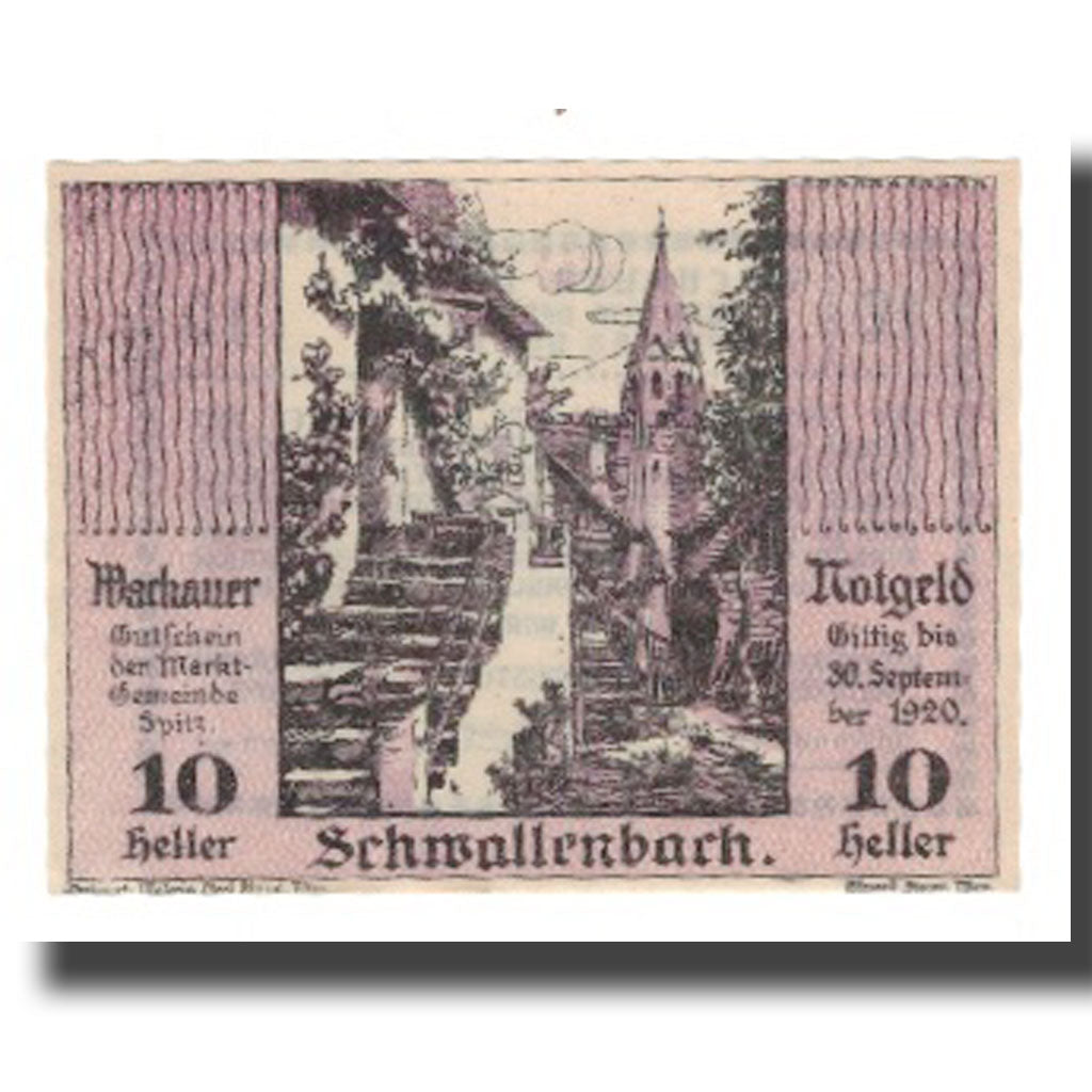Banknot, Austria, Wachauer Notgeld Schwallenbach N.Ö. Gemeinde, 10 Heller