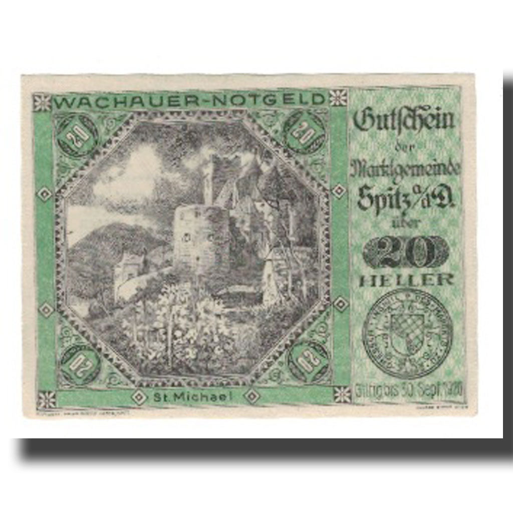 Banknot, Austria, Wachauer Notgeld St. Michael N.Ö. Gemeinde, 20 Heller, Texte