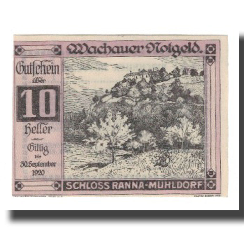 Banknot, Austria, Wachauer Notgeld Schloß Ranna-Mühldorf Gemeinde, 10 Heller
