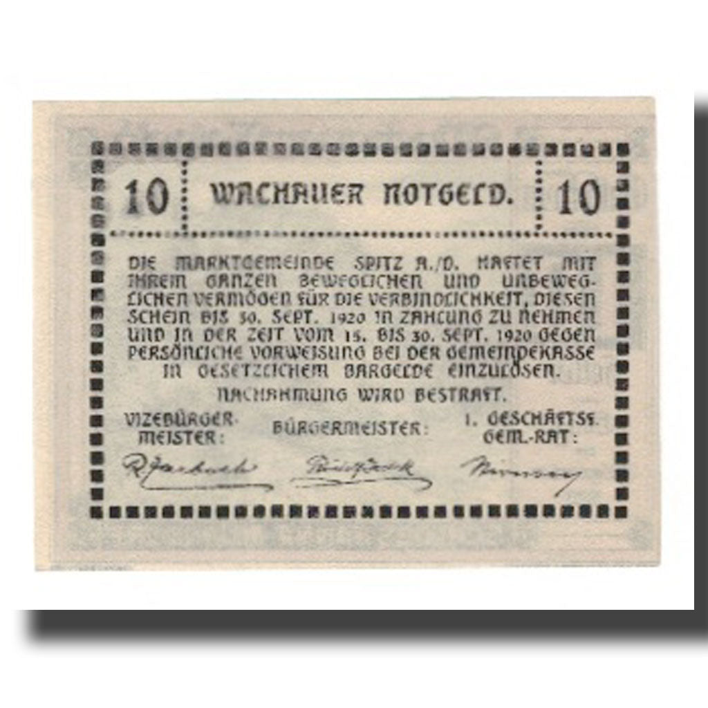 Banknot, Austria, Wachauer Notgeld Schloß Ranna-Mühldorf Gemeinde, 10 Heller