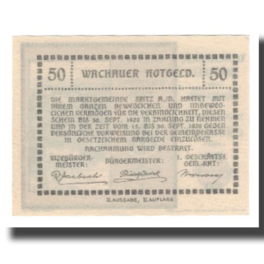 Banknot, Austria, Wachauer Notgeld Schönbühel N.Ö. Gemeinde, 50 Heller
