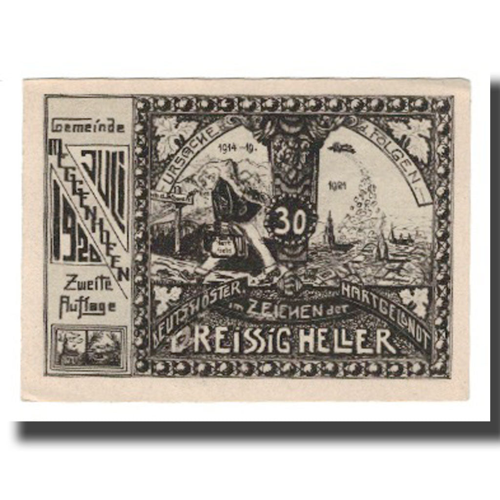 Banconote, Austria, Meggenhofen O.Ö. Gemeinde, 30 Heller, personnage, SPL-