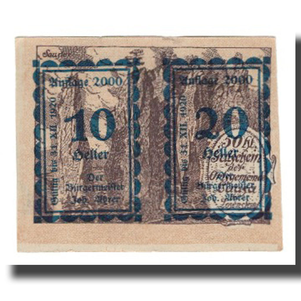 Banknote, Austria, Lausa bei Losenstein O.Ö. Ortsgemeinde, 30 Heller, texte 1
