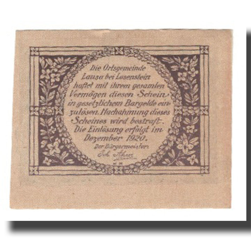 Banknote, Austria, Lausa bei Losenstein O.Ö. Ortsgemeinde, 30 Heller, texte 1