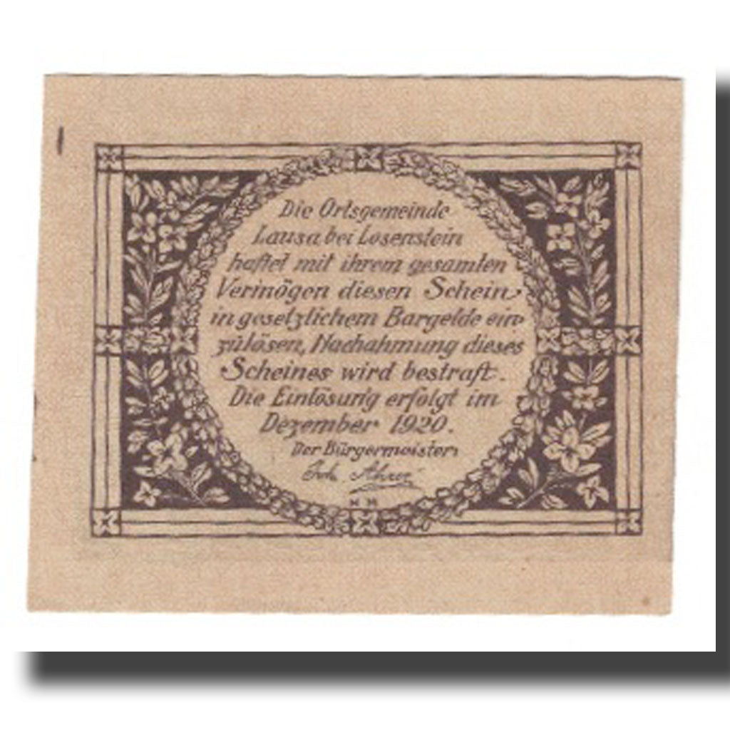 Banknote, Austria, Lausa bei Losenstein O.Ö. Ortsgemeinde, 30 Heller, Texte  5