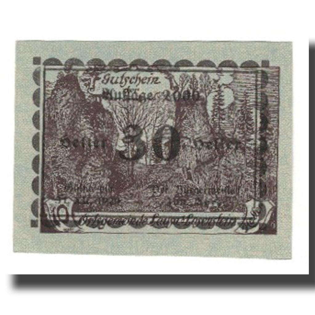 Banknote, Austria, Lausa bei Losenstein O.Ö. Ortsgemeinde, 30 Heller, Texte 2