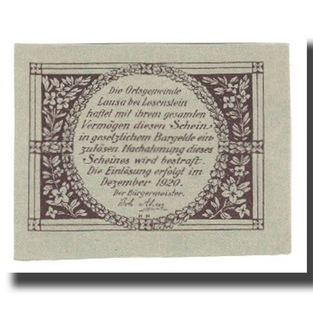 Banknote, Austria, Lausa bei Losenstein O.Ö. Ortsgemeinde, 30 Heller, Texte 2