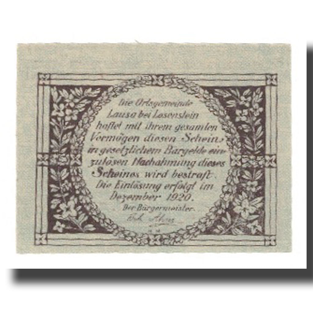 Banknote, Austria, Lausa bei Losenstein O.Ö. Ortsgemeinde, 30 Heller, Texte 3