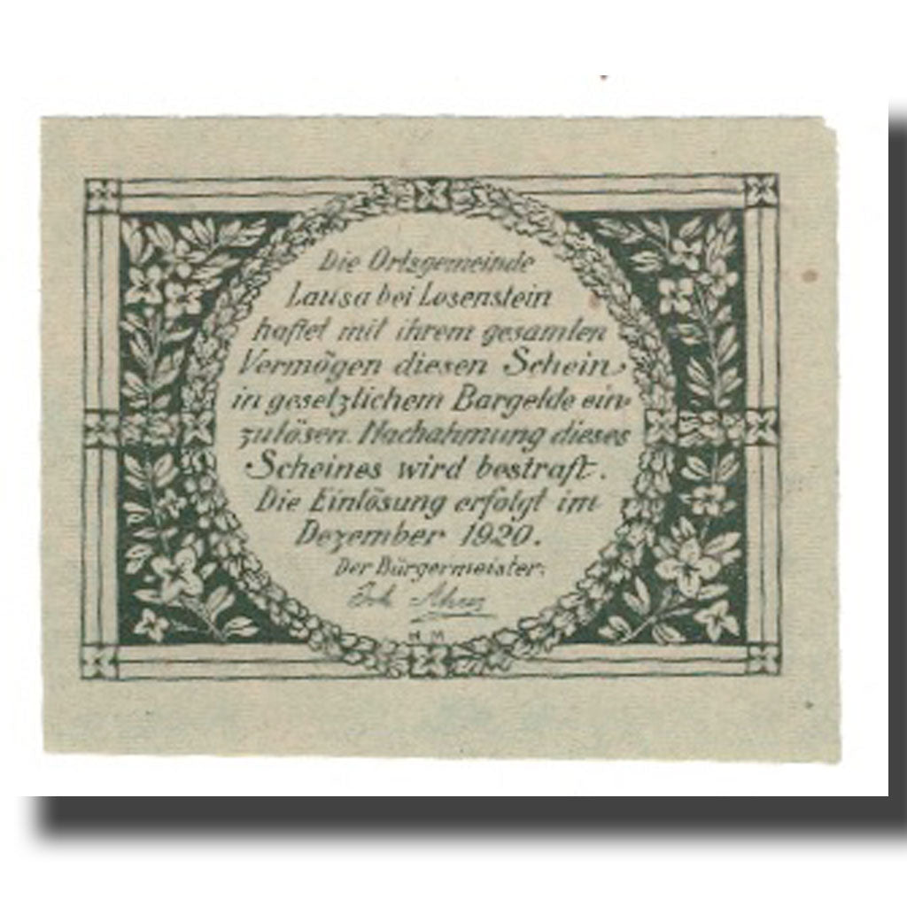Banknote, Austria, Lausa bei Losenstein O.Ö. Ortsgemeinde, 60 Heller, texte 1