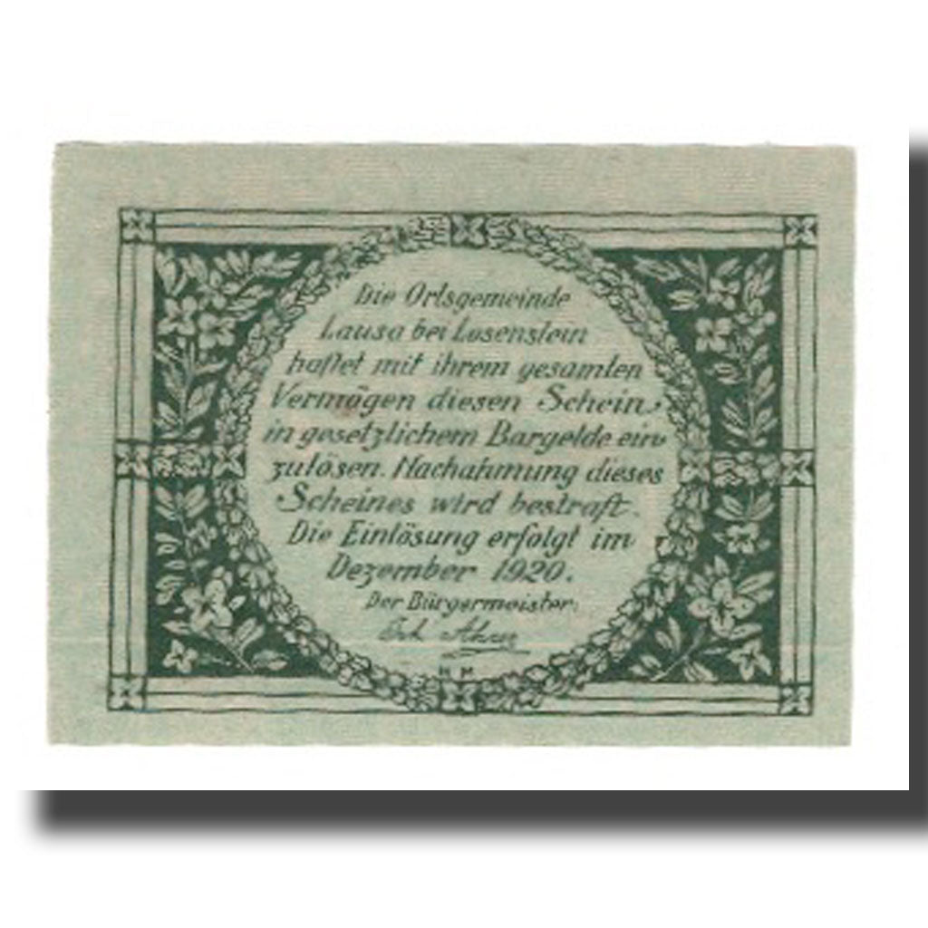 Banknot, Austria, Lausa bei Losenstein O.Ö. Ortsgemeinde, 60 Heller, Texte 2