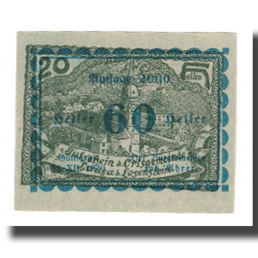 Banknote, Austria, Lausa bei Losenstein O.Ö. Ortsgemeinde, 60 Heller, Texte 3