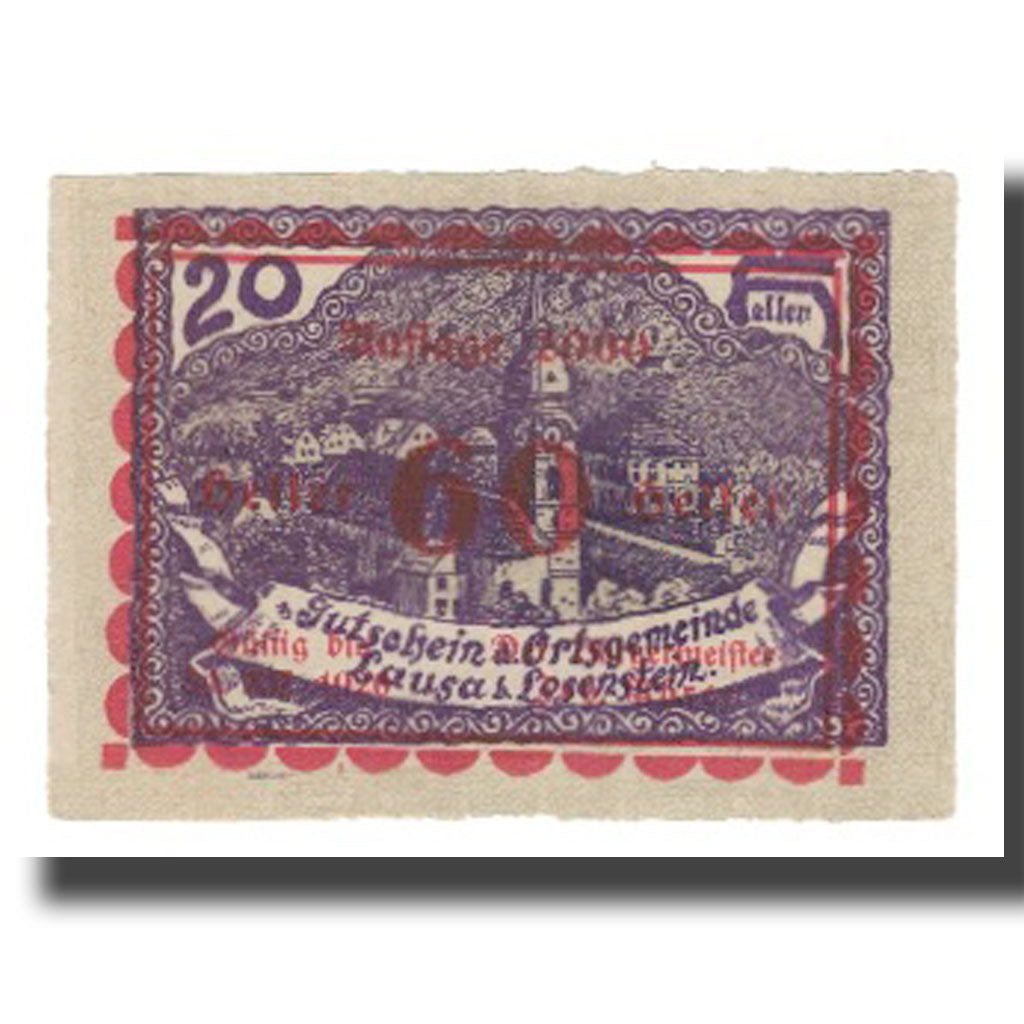 Banknote, Austria, Lausa bei Losenstein O.Ö. Ortsgemeinde, 60 Heller, Texte 4