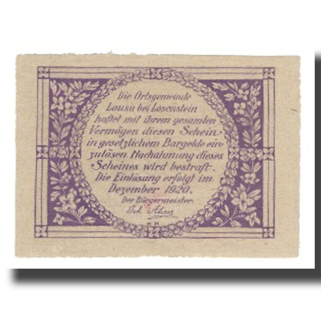 Banknote, Austria, Lausa bei Losenstein O.Ö. Ortsgemeinde, 60 Heller, Texte 4