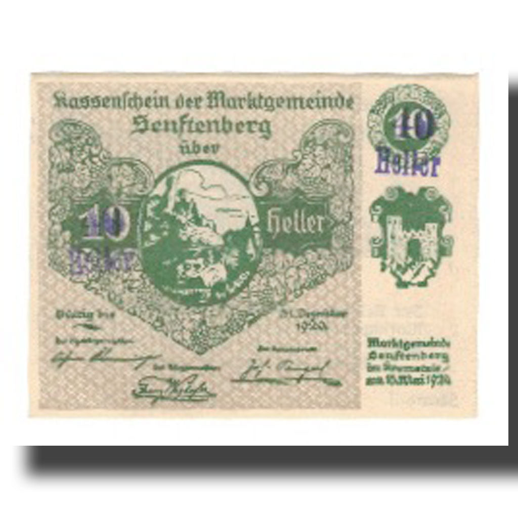 Banknot, Austria, Senftenberg N.Ö. Gemeinde, 40 Heller, texte 1, 1920