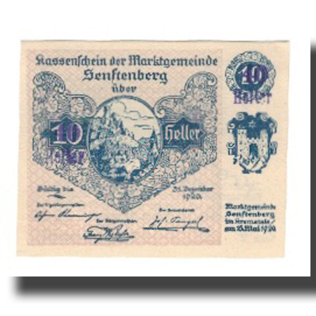 Banknot, Austria, Senftenberg N.Ö. Gemeinde, 40 Heller, Texte 2, 1920