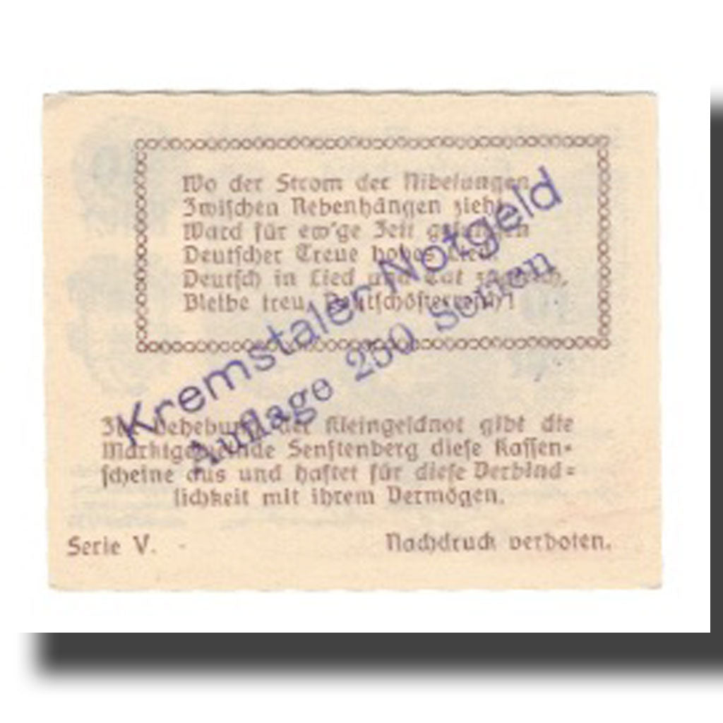Banknot, Austria, Senftenberg N.Ö. Gemeinde, 40 Heller, Texte 2, 1920
