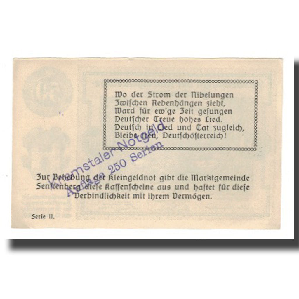 Banknot, Austria, Senftenberg N.Ö. Gemeinde, 80 Heller, texte 1, 1920