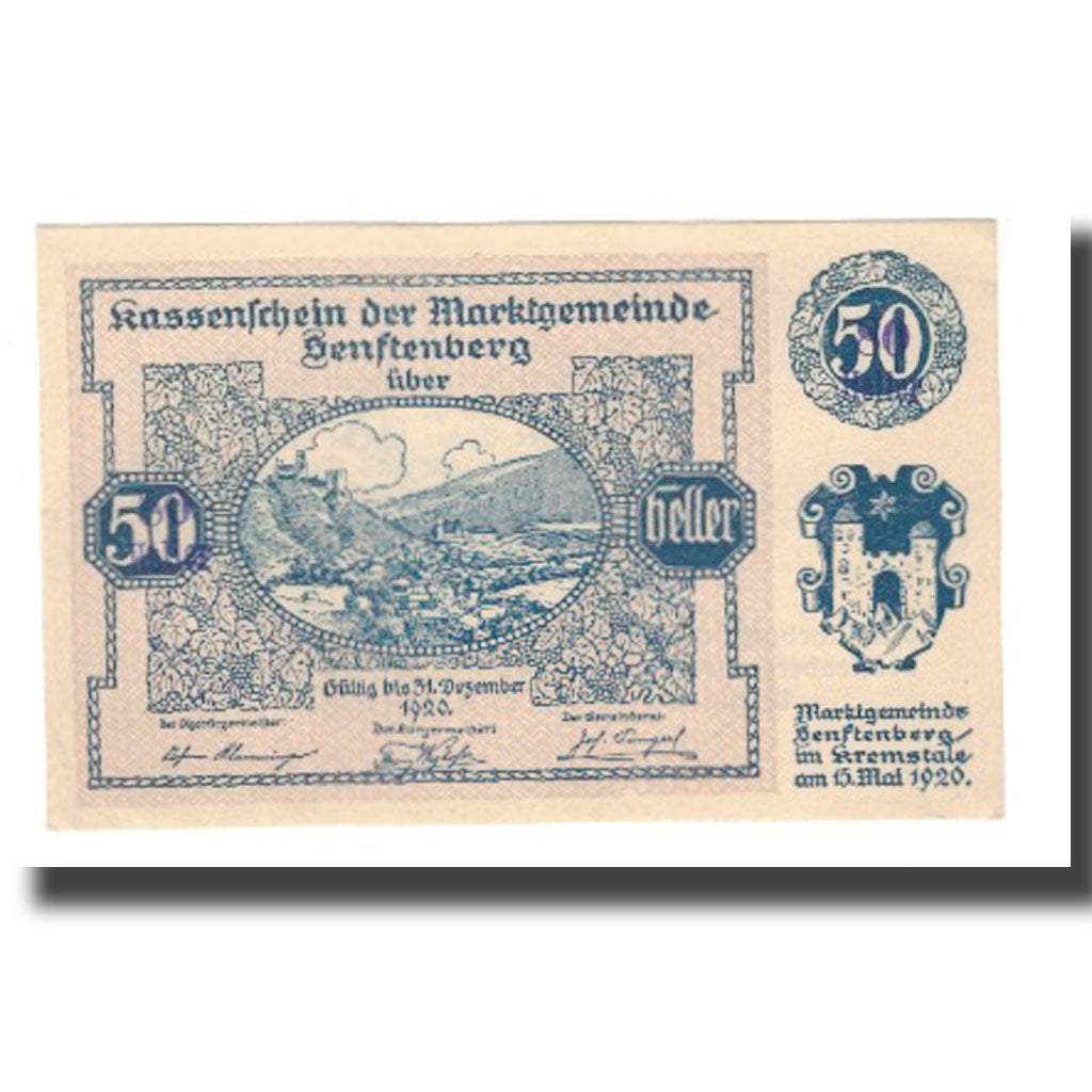 Banknot, Austria, Senftenberg N.Ö. Gemeinde, 80 Heller, Texte 2, 1920
