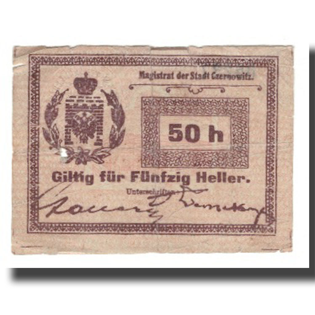Nota, Áustria, Czernowitz Stadt, 50 Heller, N.D, VF(20-25)