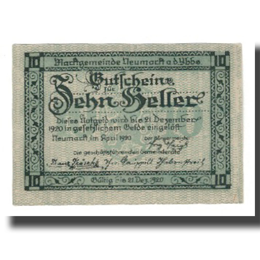 Banknot, Austria, Neumarkt an der Ybbs N.Ö. Marktgemeinde, 10 Heller, place