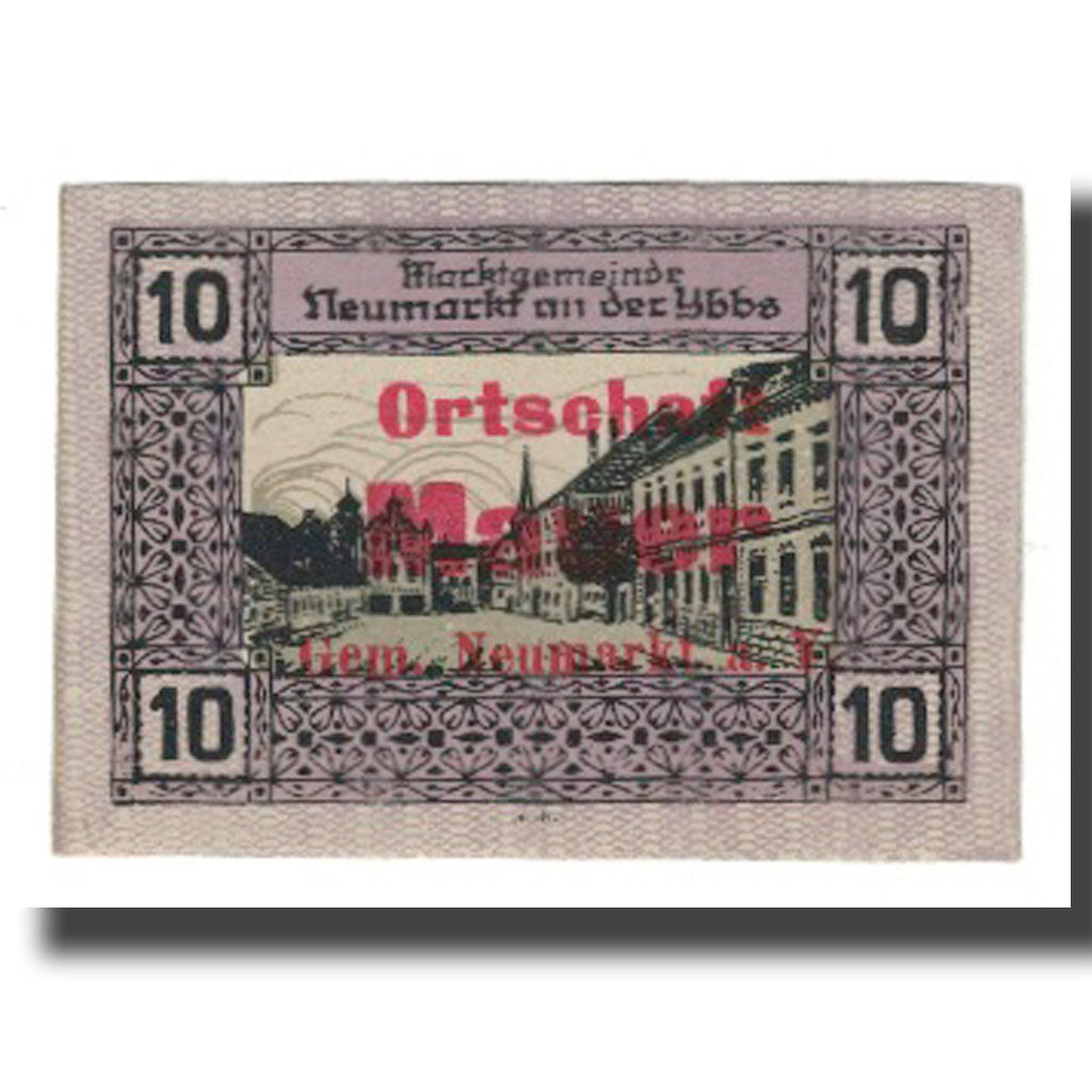 Banknot, Austria, Neumarkt an der Ybbs N.Ö. Marktgemeinde, 10 Heller, place