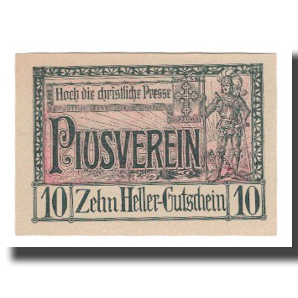 Banknote, Austria, Linz, Prv. Akad. Pressvereins-Buchdruckerei, 10 Heller
